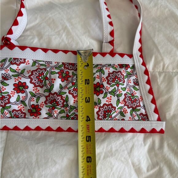 Shein Bikini Set XS Floral Red White Bralette Top and Triangle Bottom - Picture 5 of 14